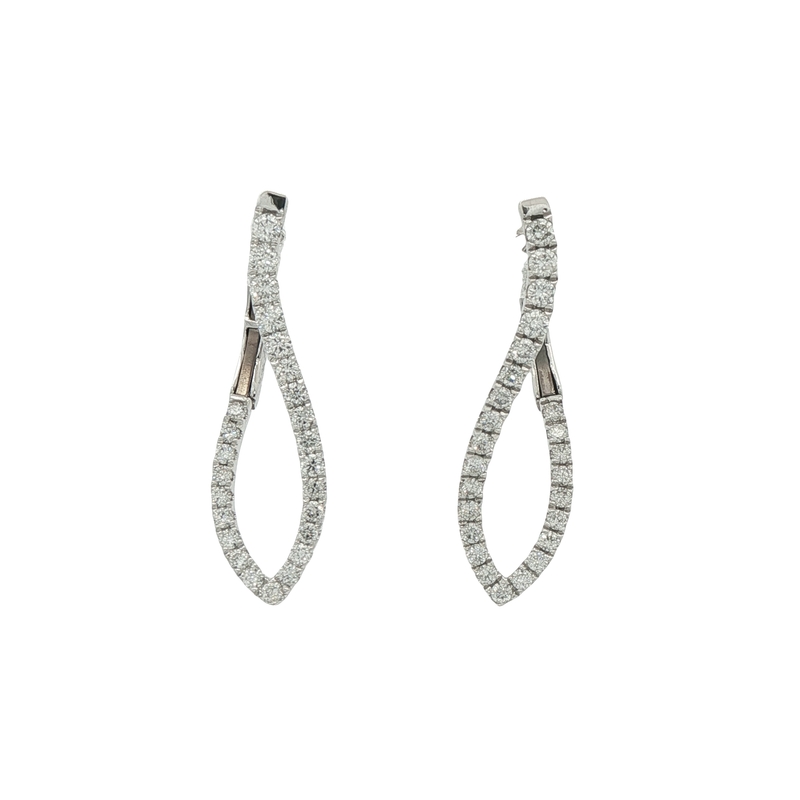 14k White Gold Free Form Hoop Earrings