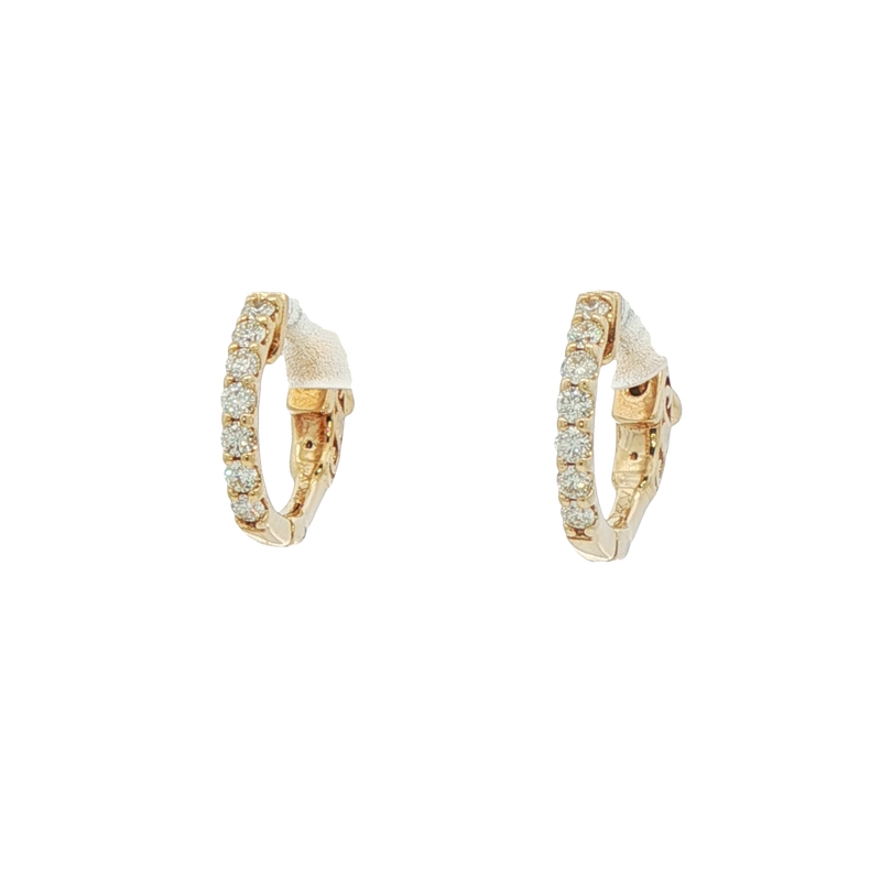 14k Yellow Gold Diamond Huggie Earrings