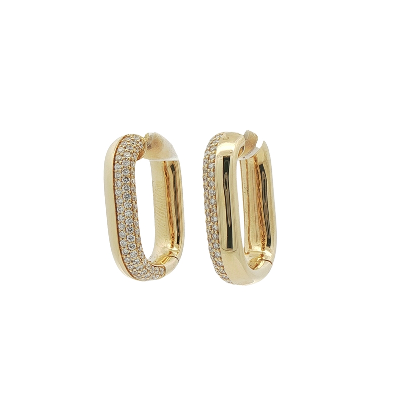 14k Yellow Gold Paperclip Hoop Earrings