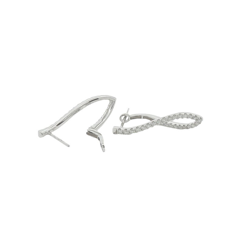 18k White Gold Diamond Twist Hoop Earrings