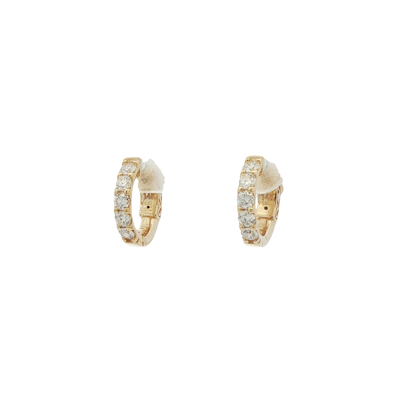 14k Yellow Gold Diamond Huggie Earrings