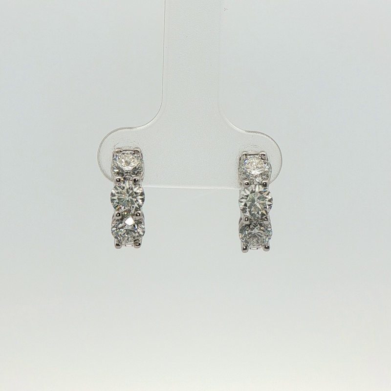 14k White Gold Diamond Huggie Earrings