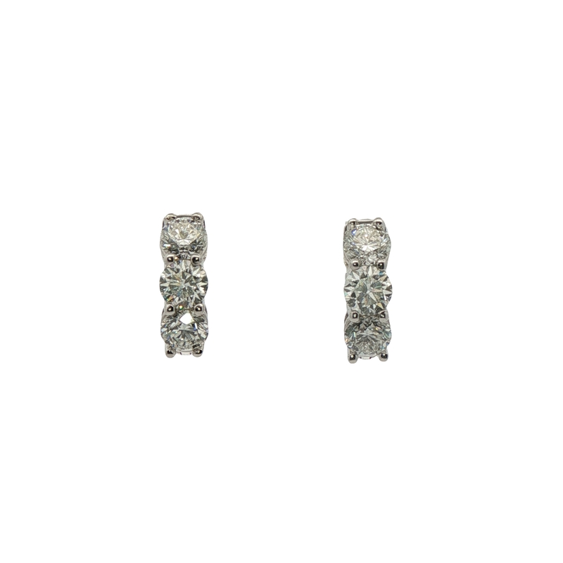 14k White Gold Diamond Huggie Earrings