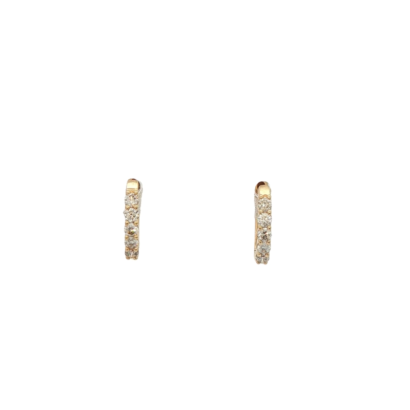 14k Yellow Gold Diamond Huggie Earrings
