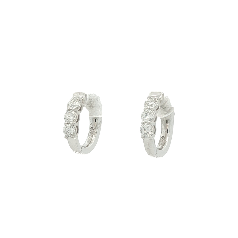 14k White Gold Diamond Huggie Earrings