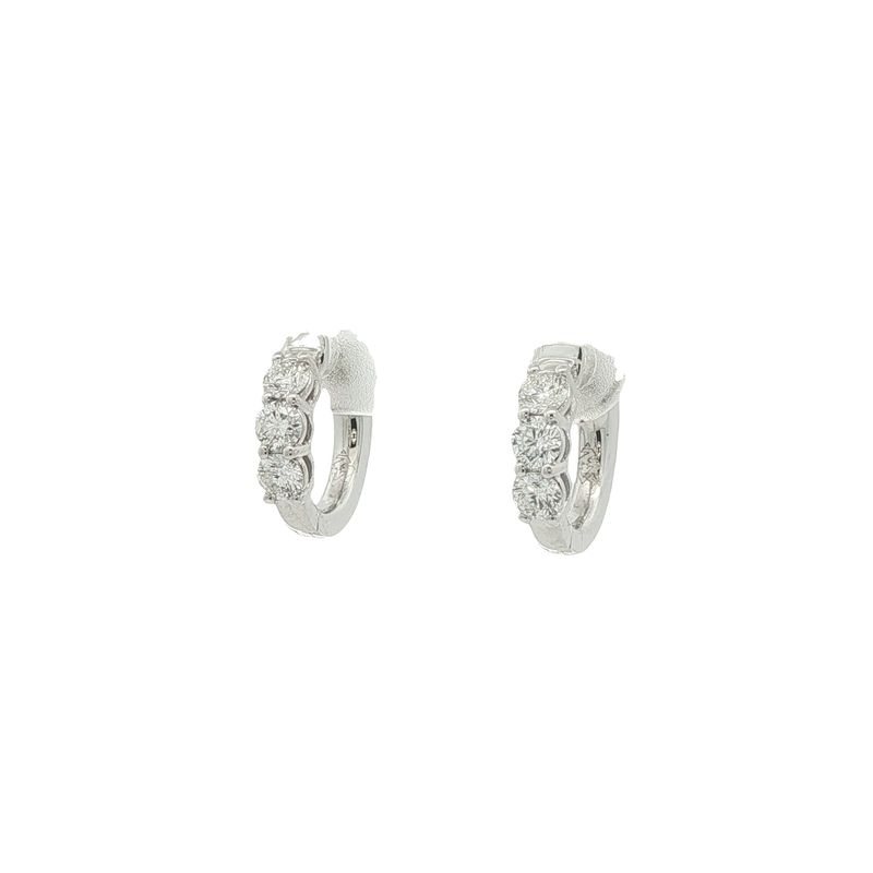 14k White Gold Diamond Huggie Earrings
