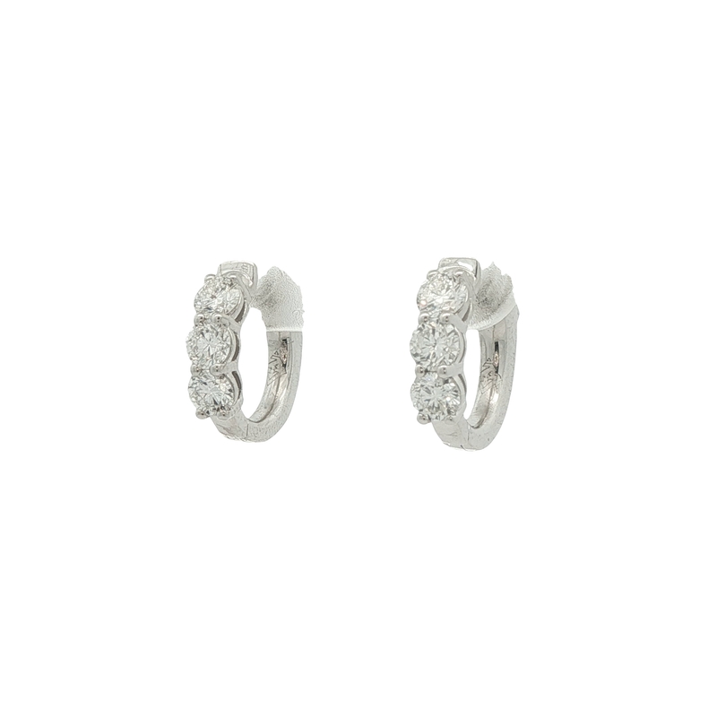 14k White Gold Diamond Huggie Earrings