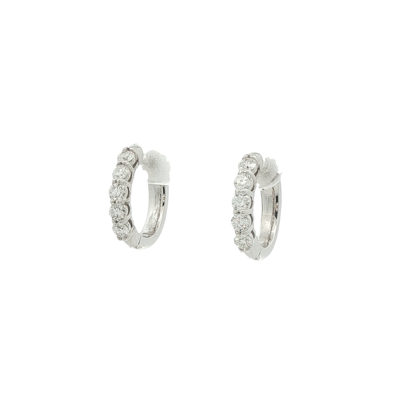 14k White Gold Diamond Huggie Earrings