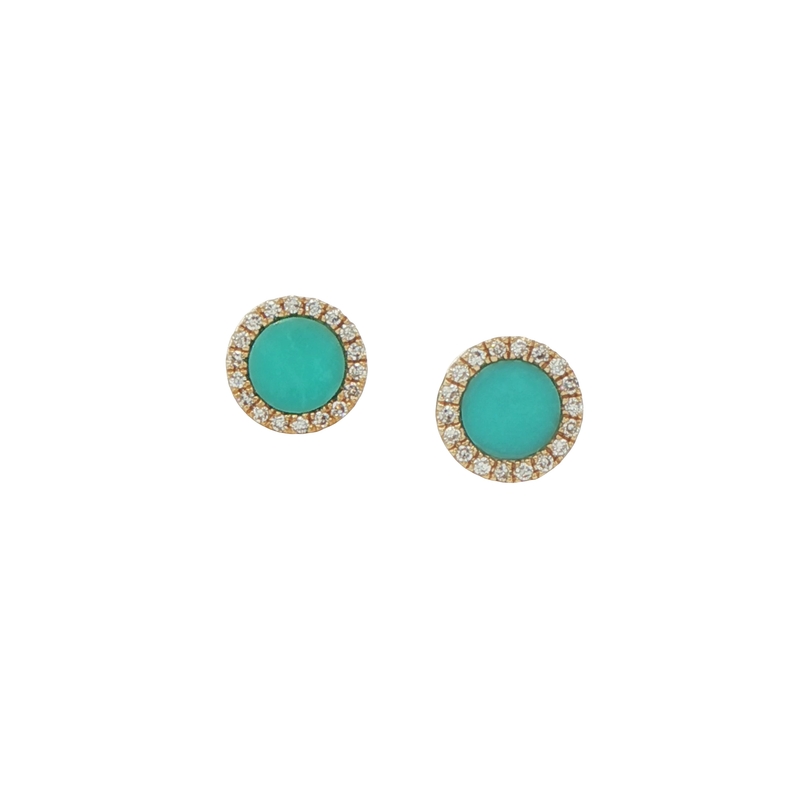 14k Yellow Gold And Turquoise Stud Earrings