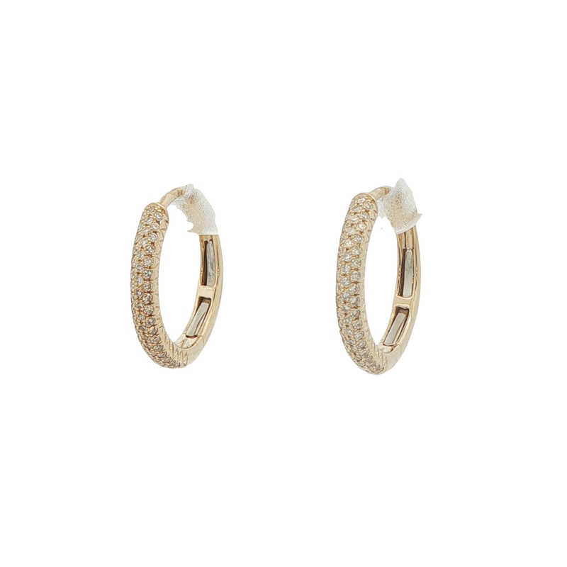14k Yellow Gold Micro Pave Huggie Earrings