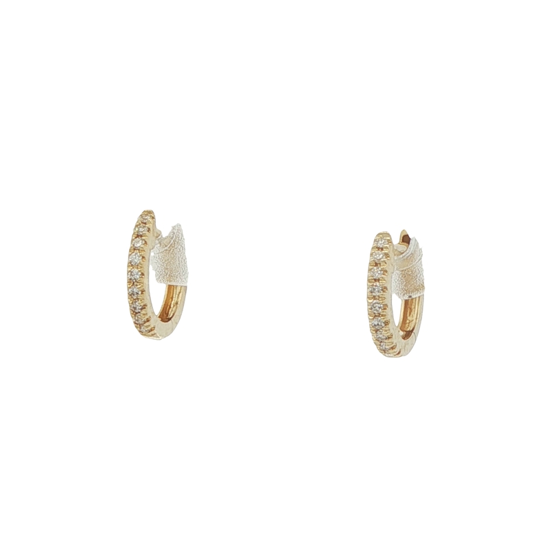 14k Yellow Gold Diamond Huggie Earrings