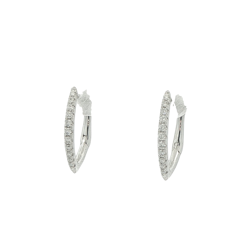 14k White Gold Diamond Hoop Earrings