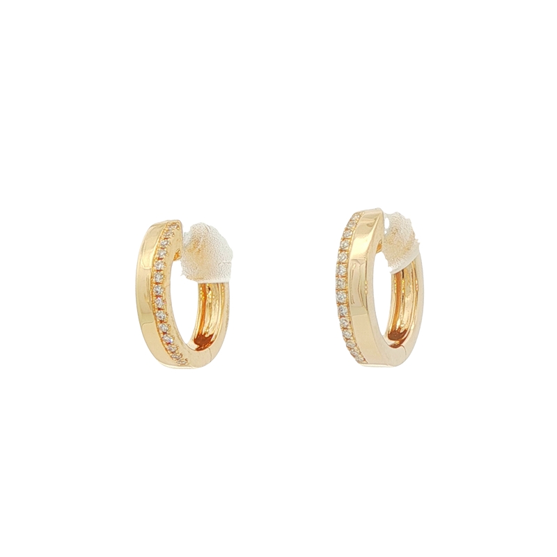 14k Yellow Gold Diamond Huggie Earrings