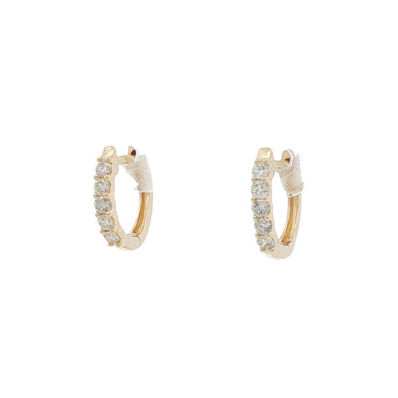 14k Yellow Gold Diamond Huggie Earrings