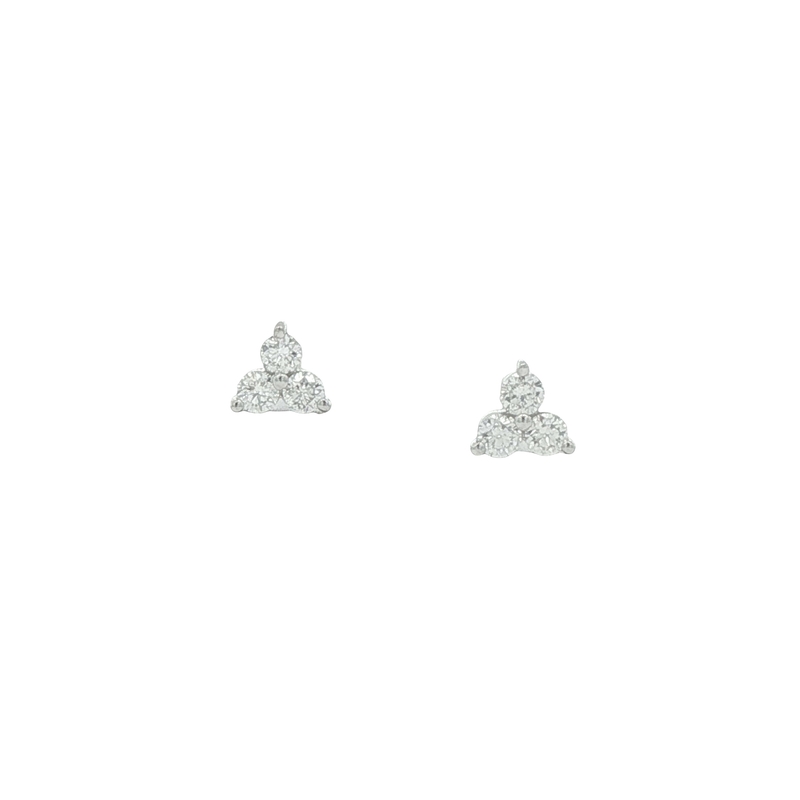 14k White Gold Cluster Stud Earrings