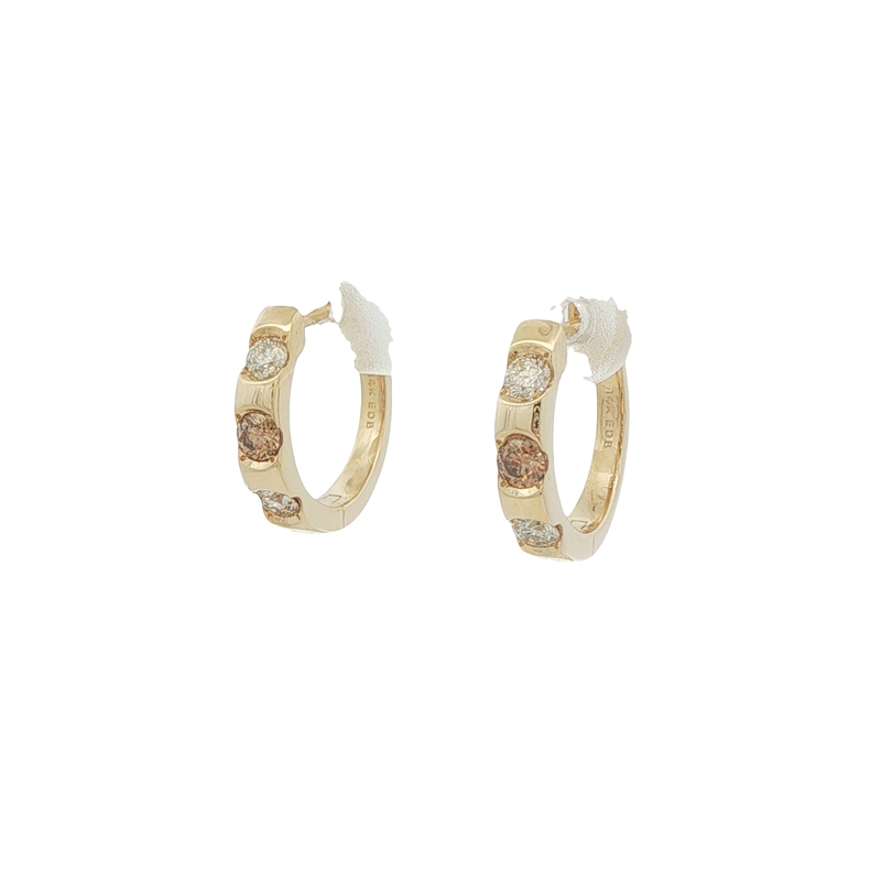 14k Yellow Gold Desert Diamond Huggie Earrings