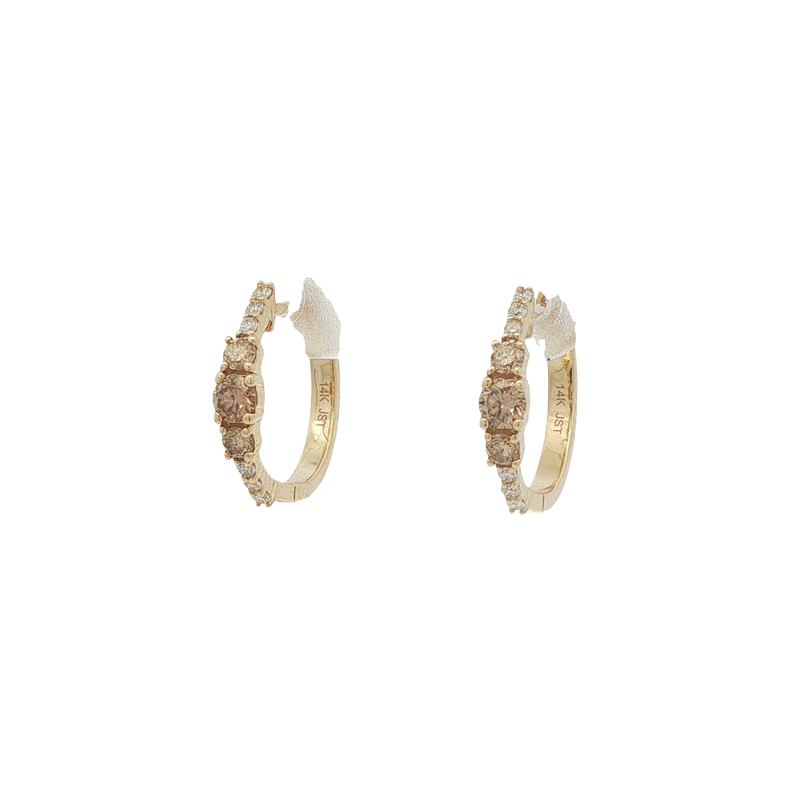 14k Yellow Gold Desert Diamond Huggie Earrings