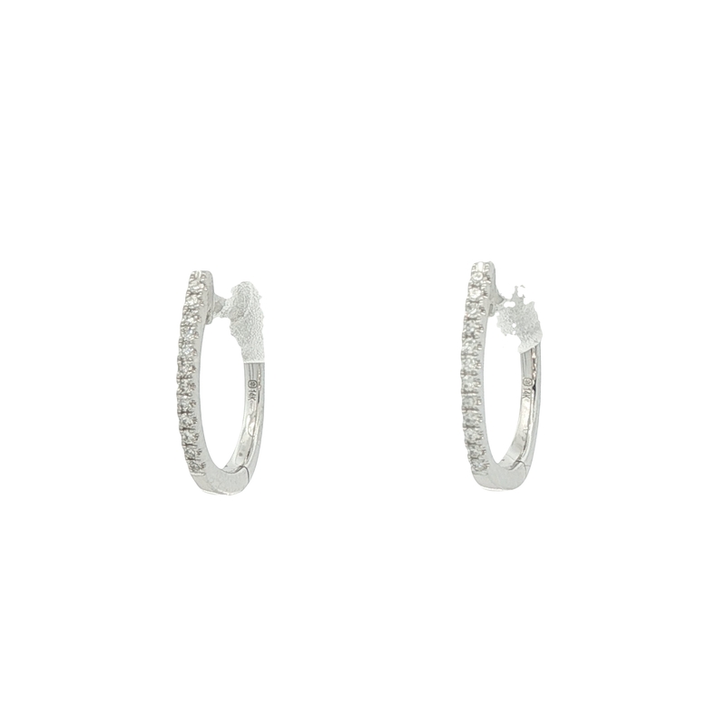 14k White Gold Diamond Huggie Earrings