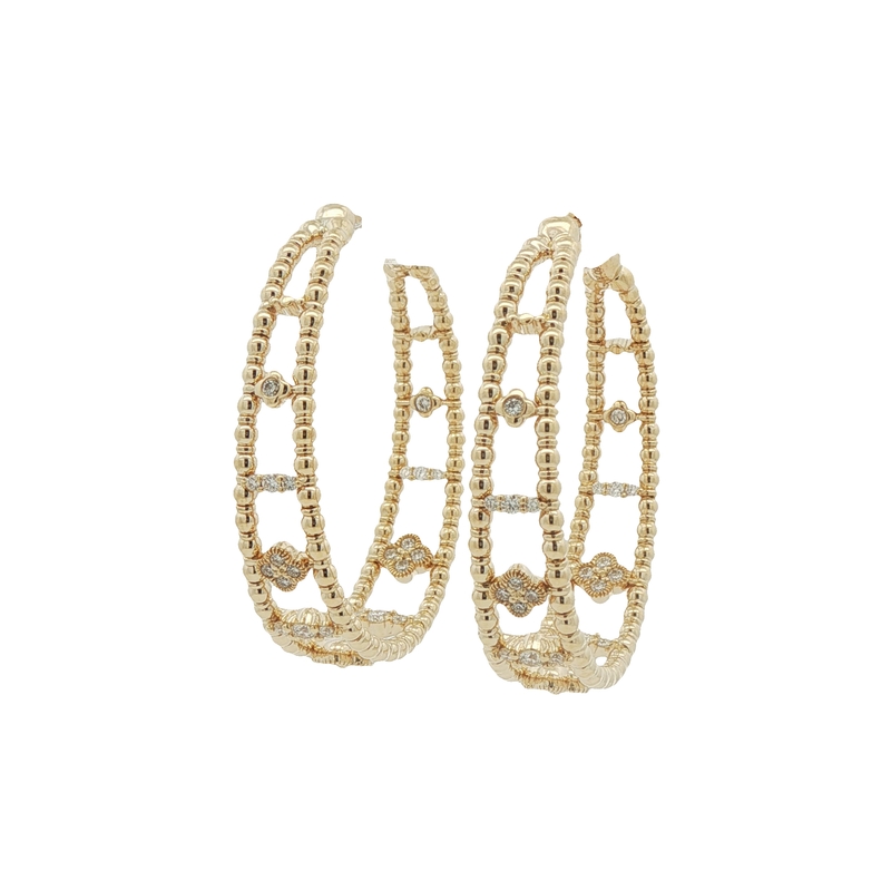 14k Yellow Gold Diamond Hoop Earrings