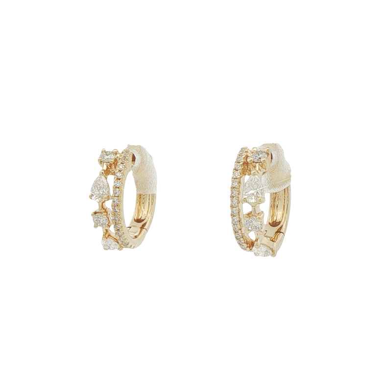 14k Yellow Gold Diamond Huggie Earrings