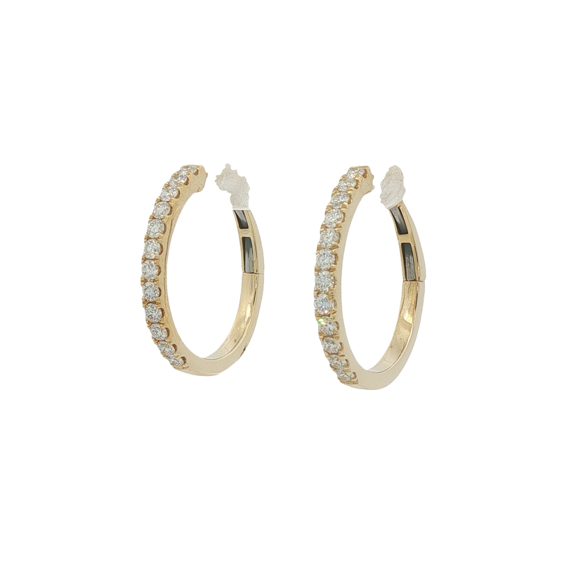 14k Yellow Gold Diamond Hoop Earrings