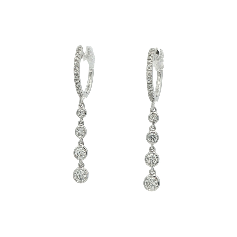 14k White Gold Diamond Dangle Earrings
