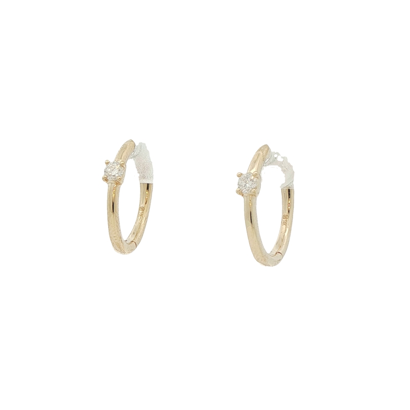 14k Yellow Gold Diamond Huggie Earrings