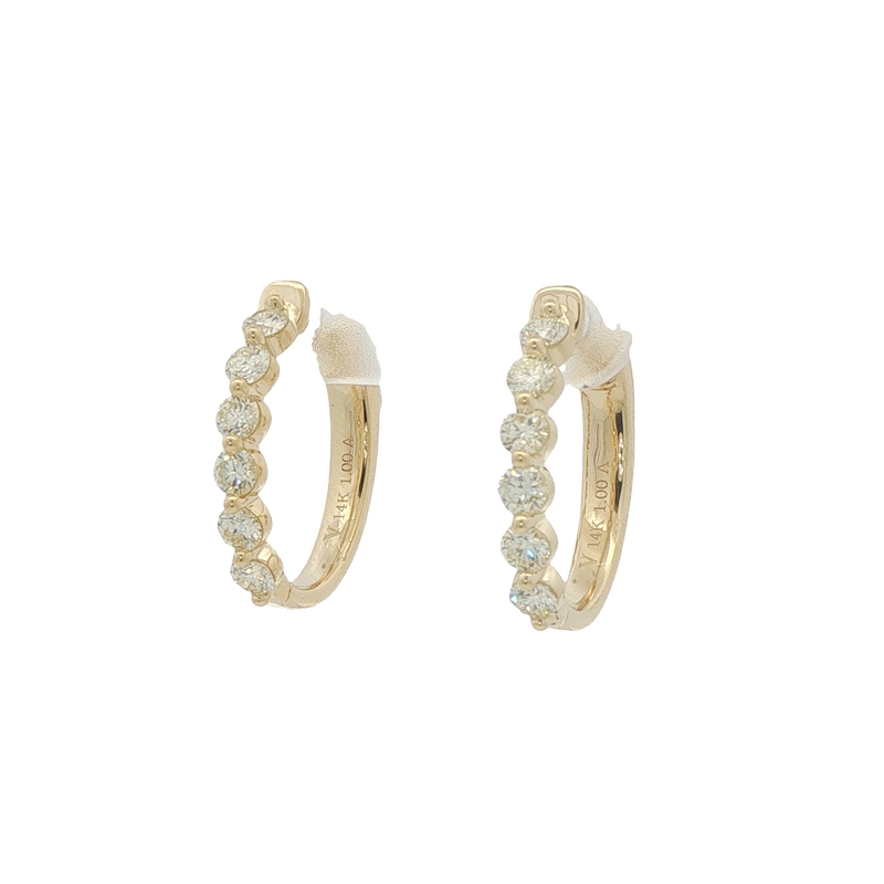 14k Yellow Gold Diamond Hoop Earrings