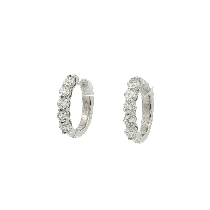 14k White Gold Diamond Huggie Earrings