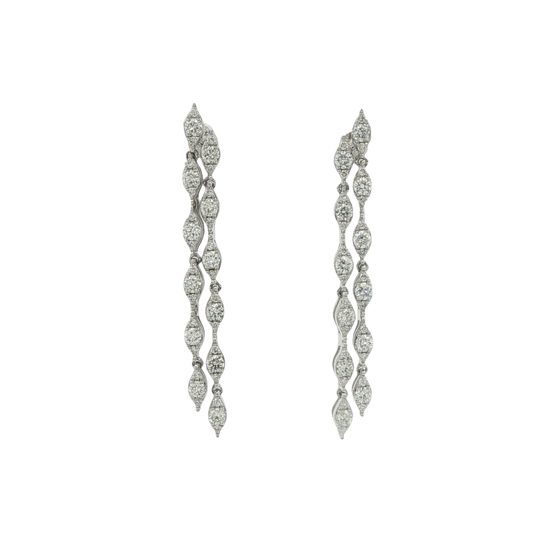 14k White Gold Diamond Statement Earrings