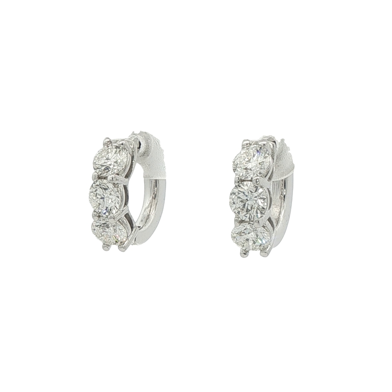 14k White Gold Diamond Huggie Earrings