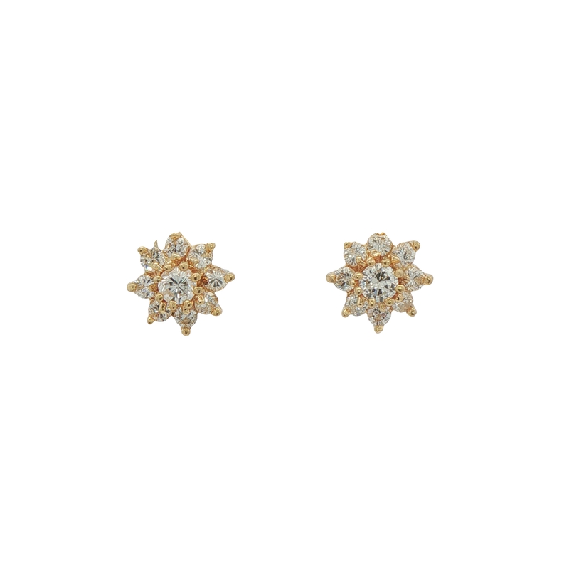 14k Yellow Gold Diamond Stud Earrings