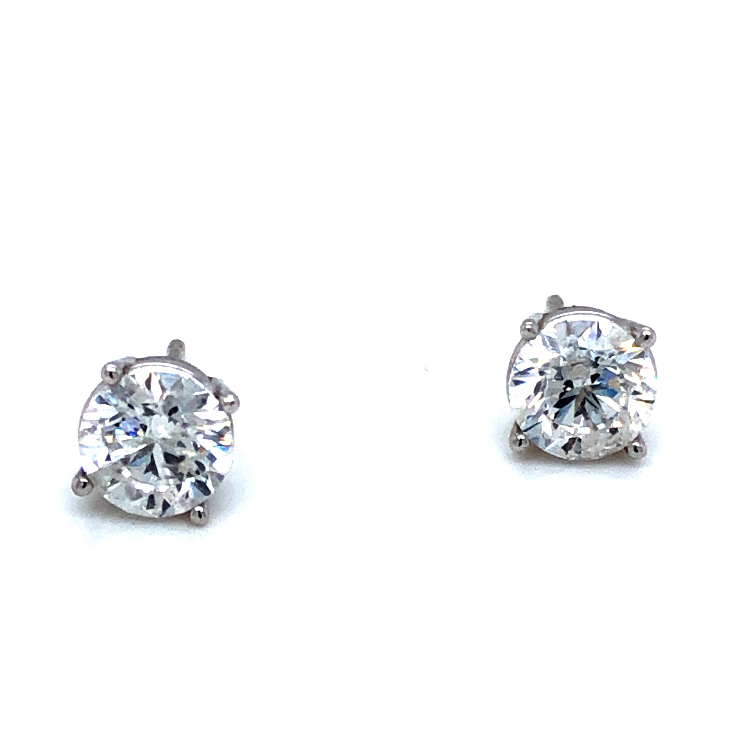 14 Karat white gold stud earrings 2=0.54tw round brilliant G SI Diamonds