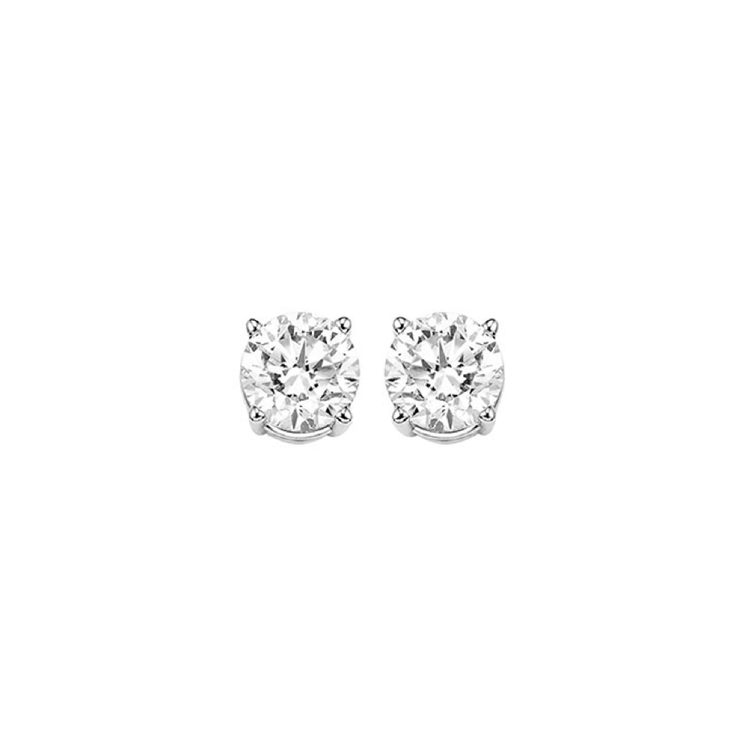 14 Karat white gold stud earrings with 2=0.30Tw Round Brilliant G SI Diamonds