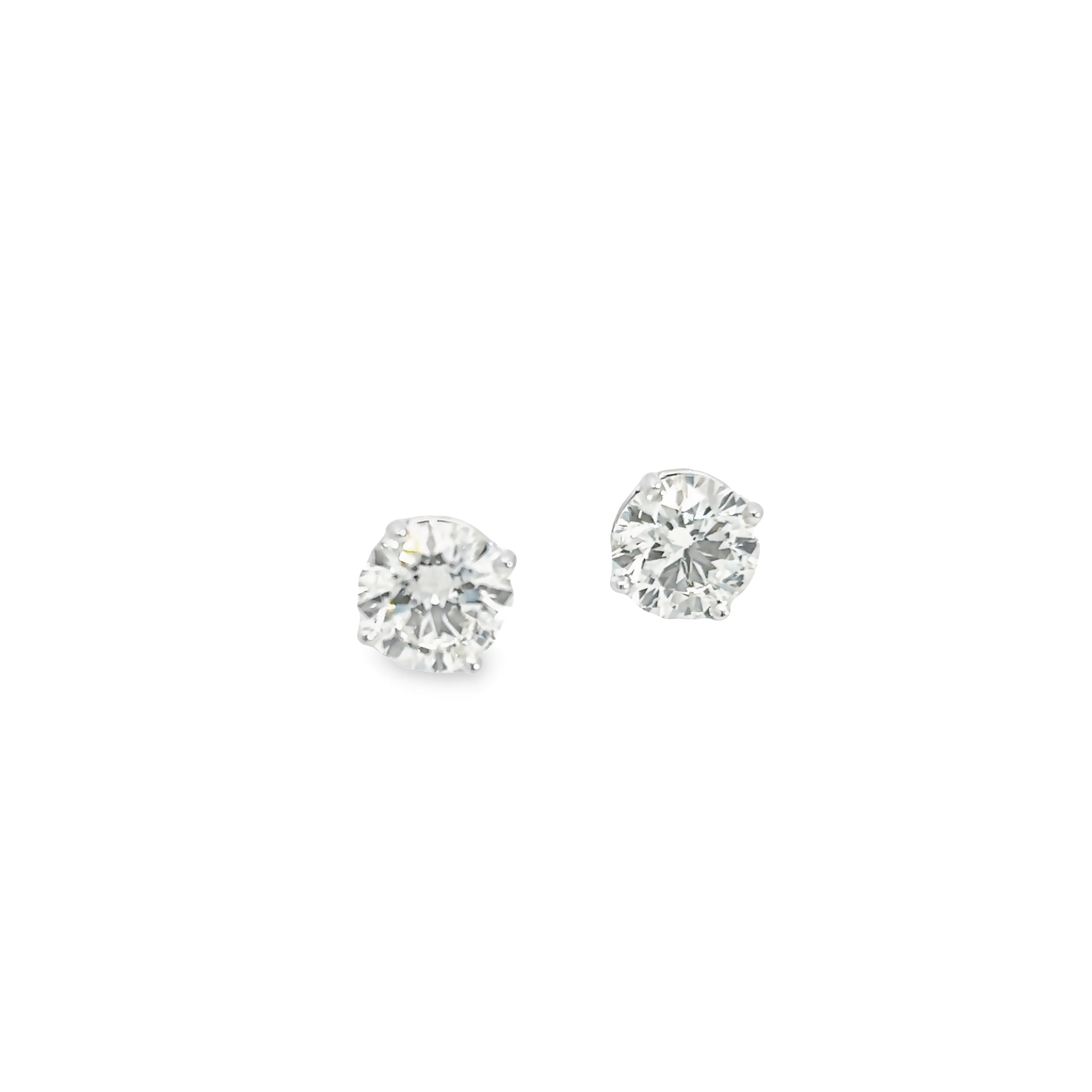 14 Karat white gold Stud Earrings With 2=6.02 total weight Round Brilliant K Si2 Diamonds. GIA 142954893 GIA 6422903572