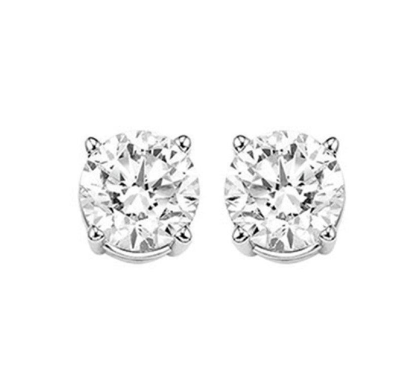 14 Karat White Gold Stud Earrings With 2=0.33tw Round Brilliant G Si Diamonds