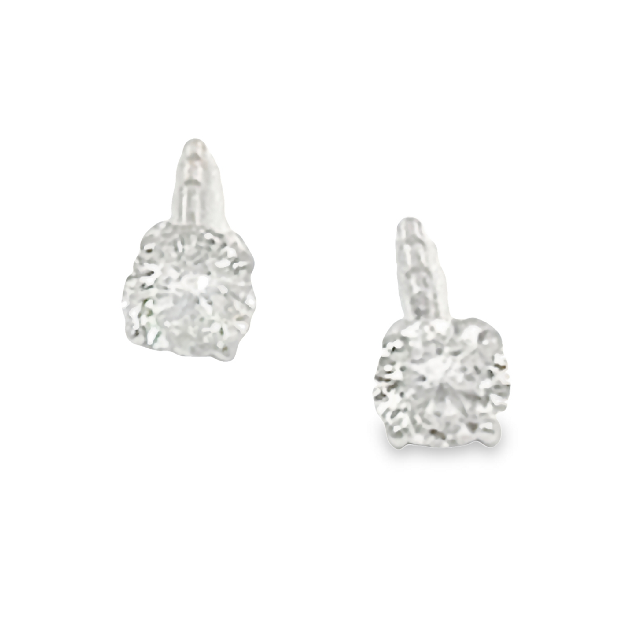 14 Karat white gold stud earrings with 2=0.34Tw round brilliant I VS2 Diamonds