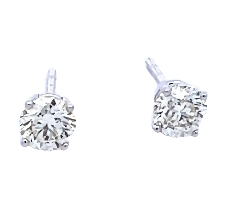 14 Karat White Gold Earrings With 2=0.79 Total Weight Round Brilliant I Vs2 Diamonds