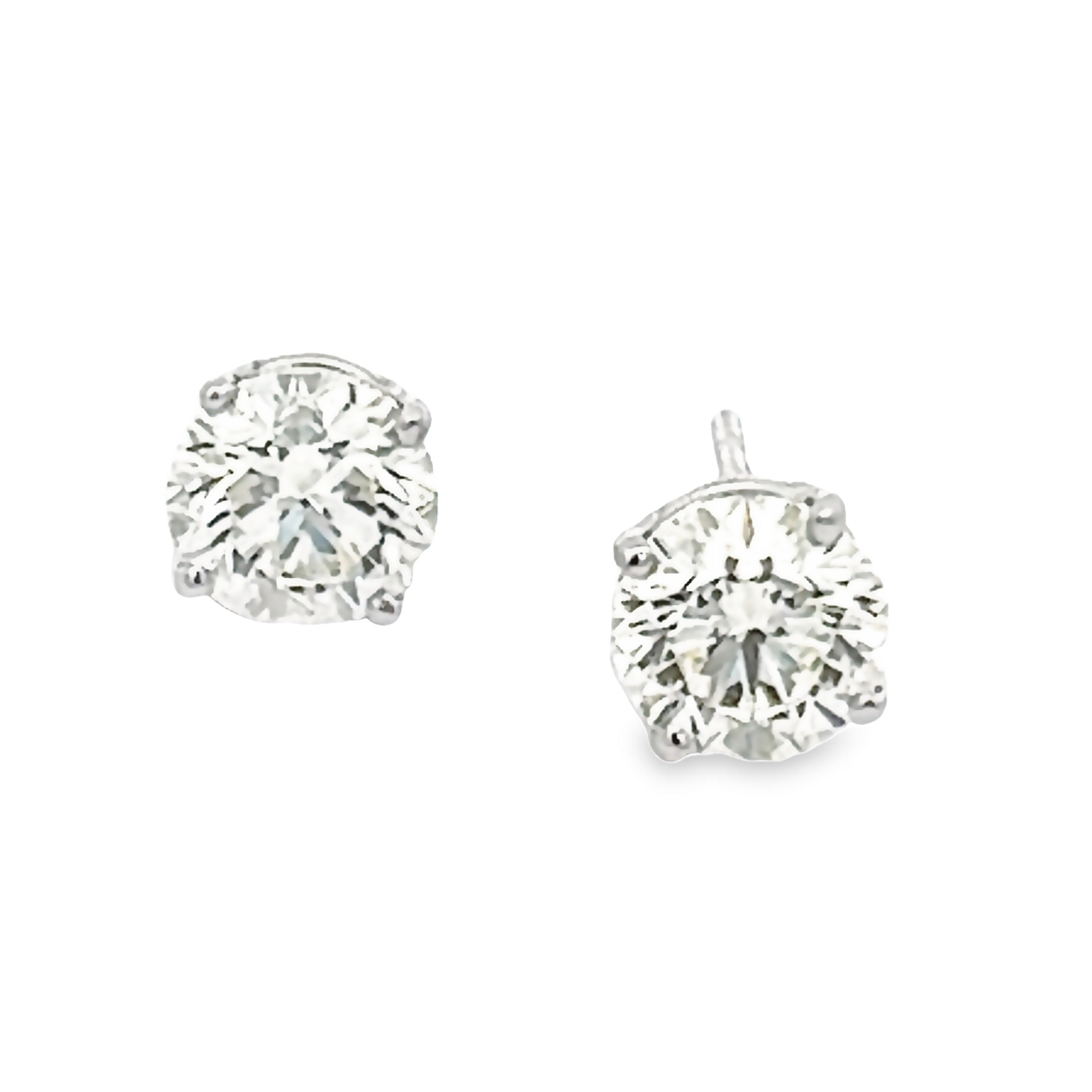 14 Karat White Gold Earrings With 2=1.43 Total Weight Round Brilliant I Vs2 Diamonds