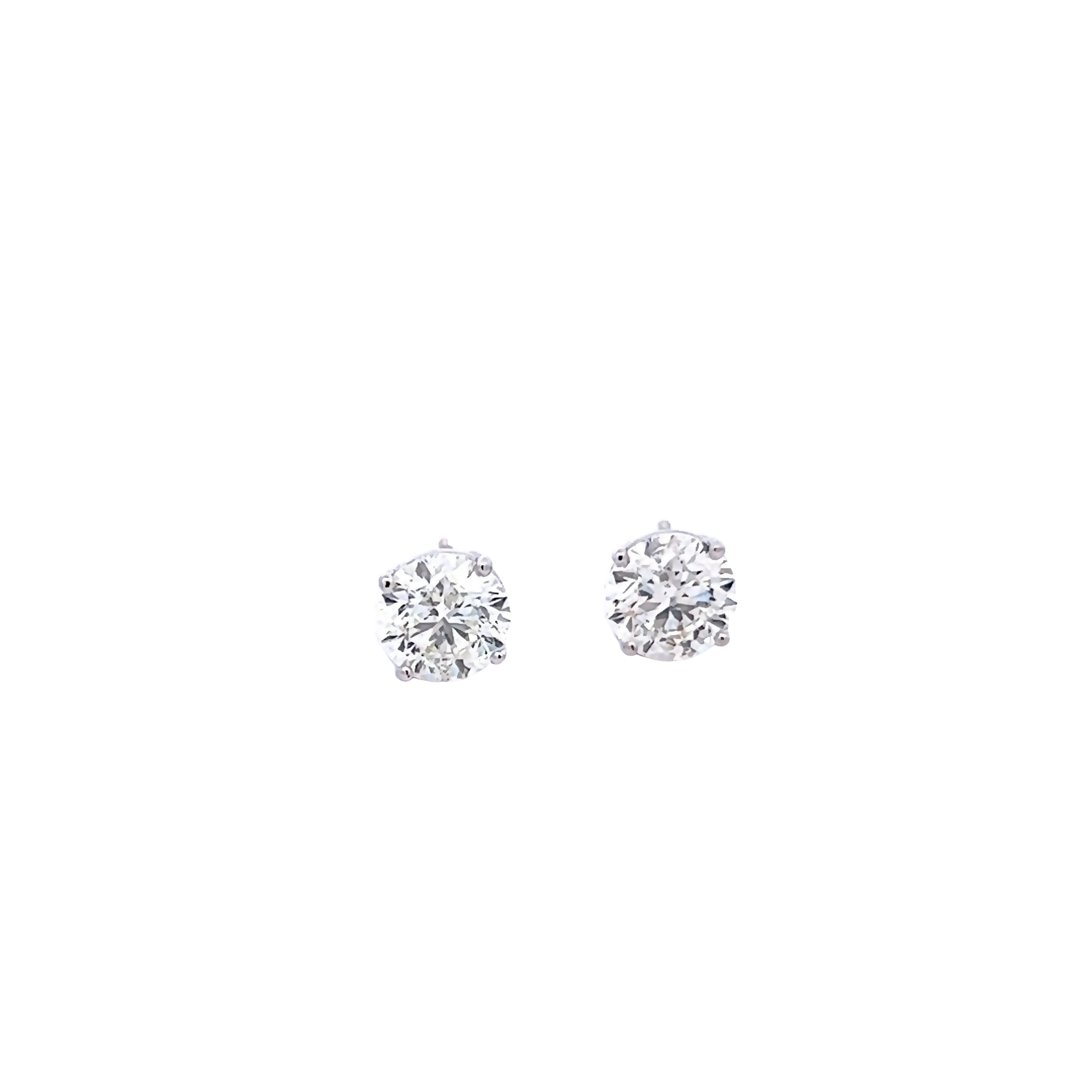 14 Karat white gold stud earrings with 2=2.02 total weight round brilliant I I1 Diamonds
