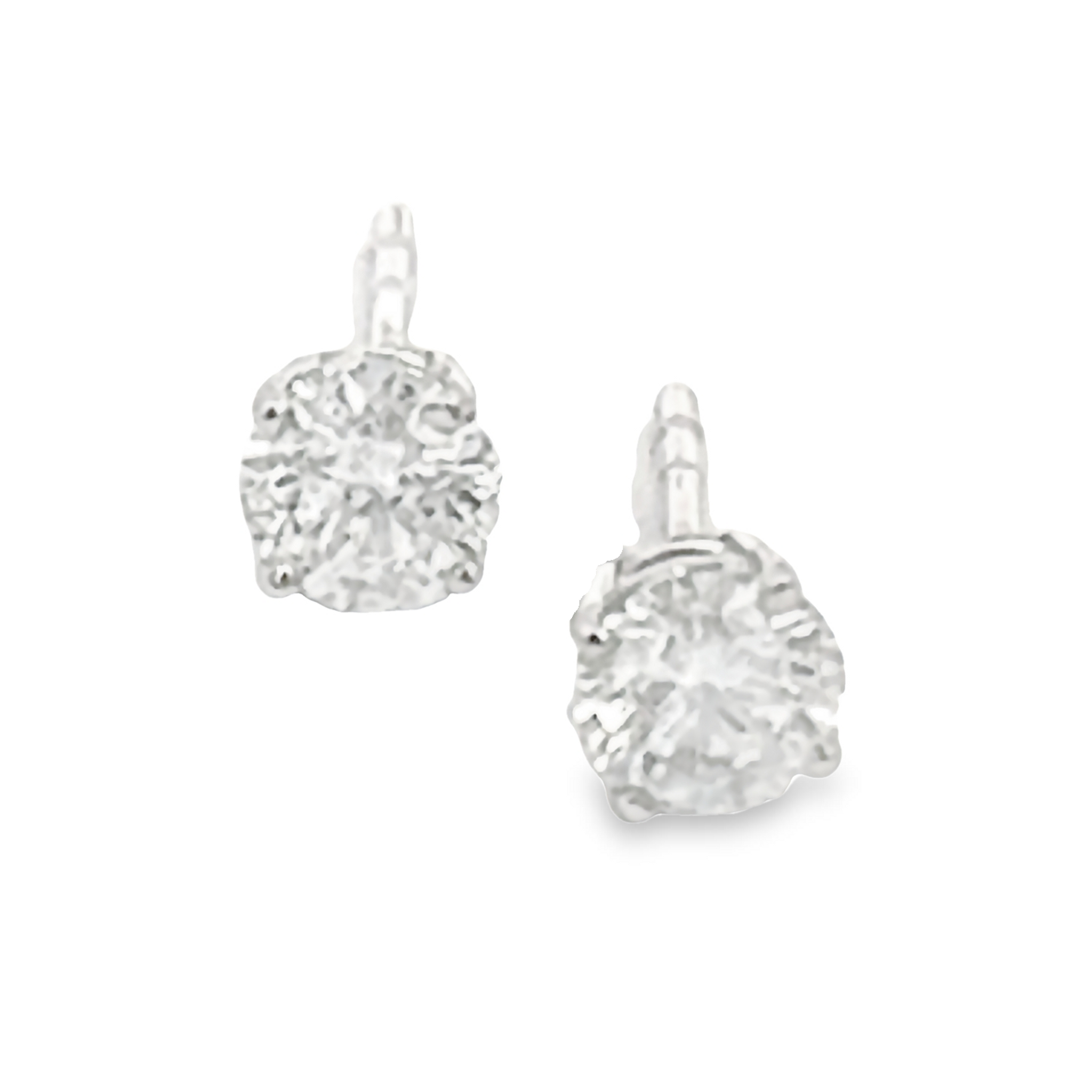 14 Karat White Gold Earrings With 2=0.50 Total Weight Round Brilliant G I2 Diamonds