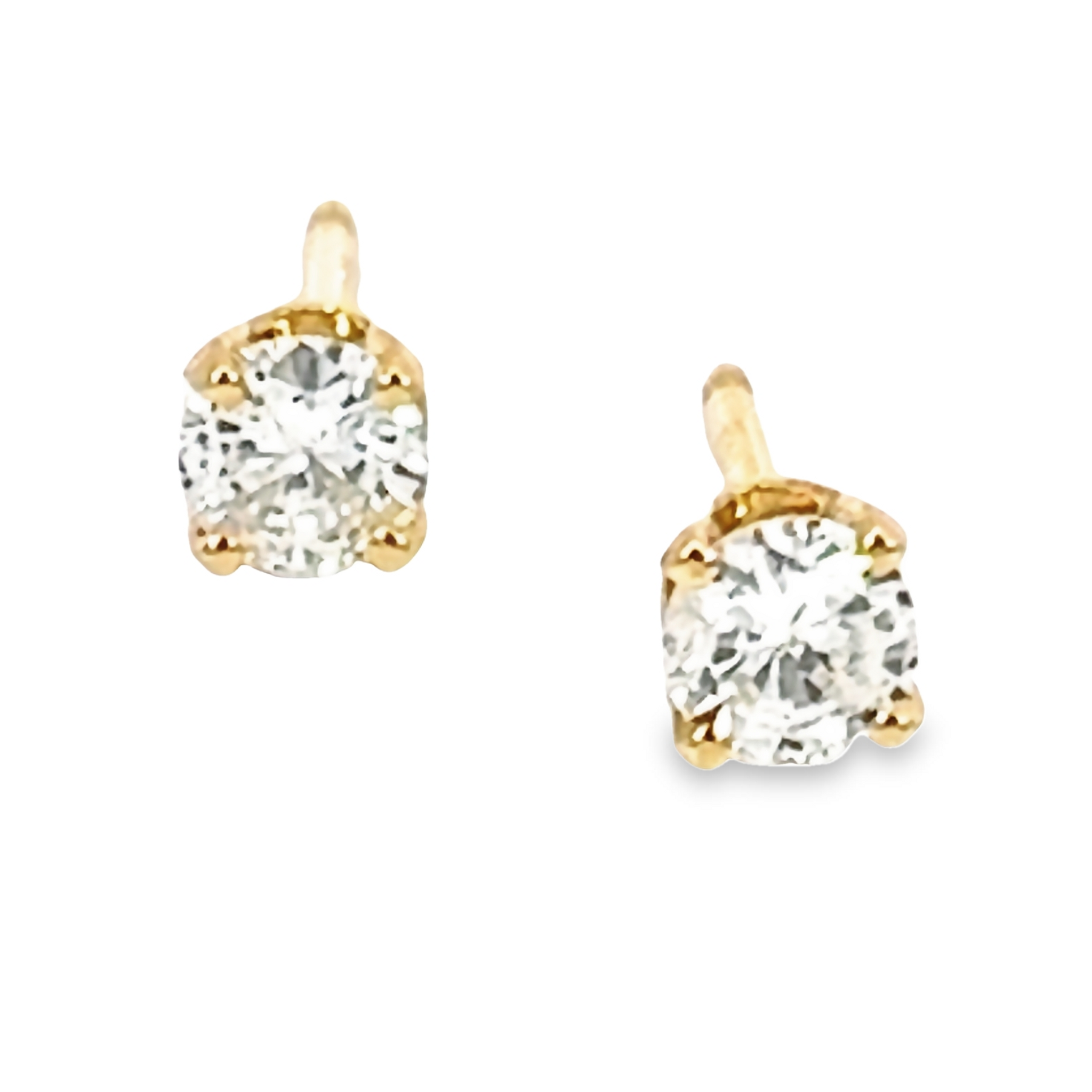 14k Yellow Gold Diamond Stud Earrings