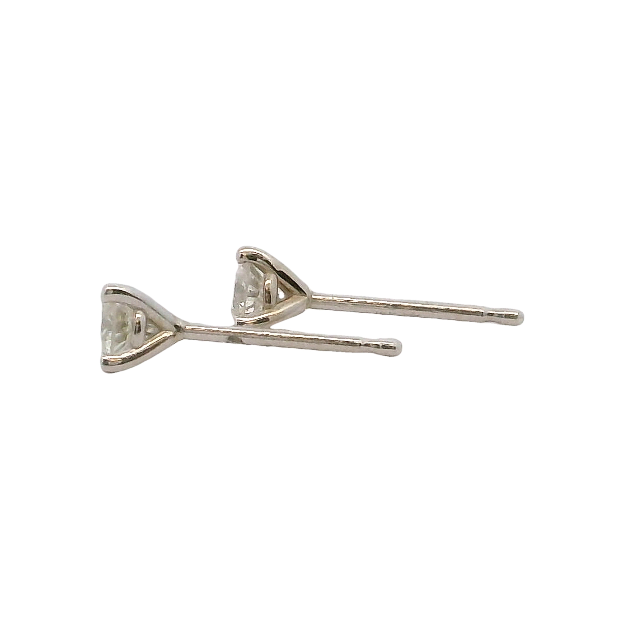 14k White Gold Martini Diamond Stud Earrings
