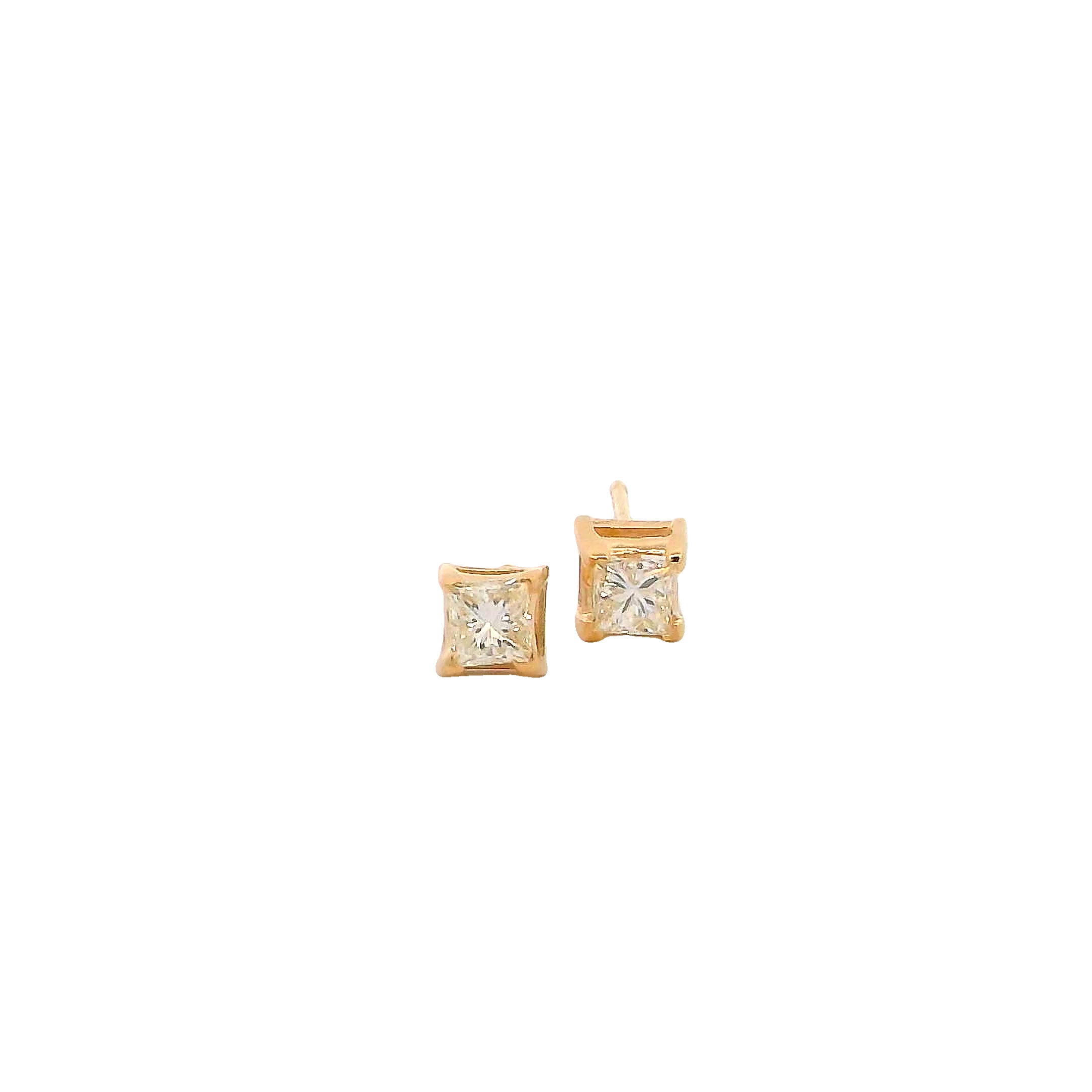 14k Yellow Gold Diamond Stud Earrings