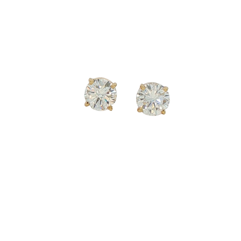 14k Yellow Gold Diamond Stud Earrings