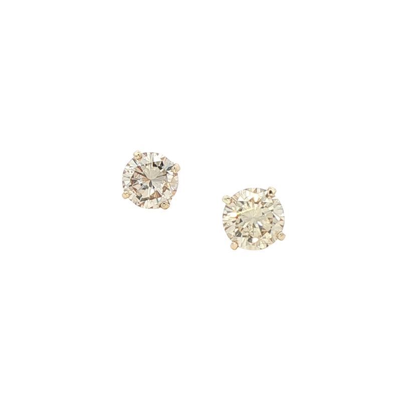 14k Yellow Gold Diamond Stud Earrings