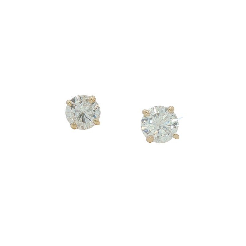 14k Yellow Gold Diamond Stud Earrings