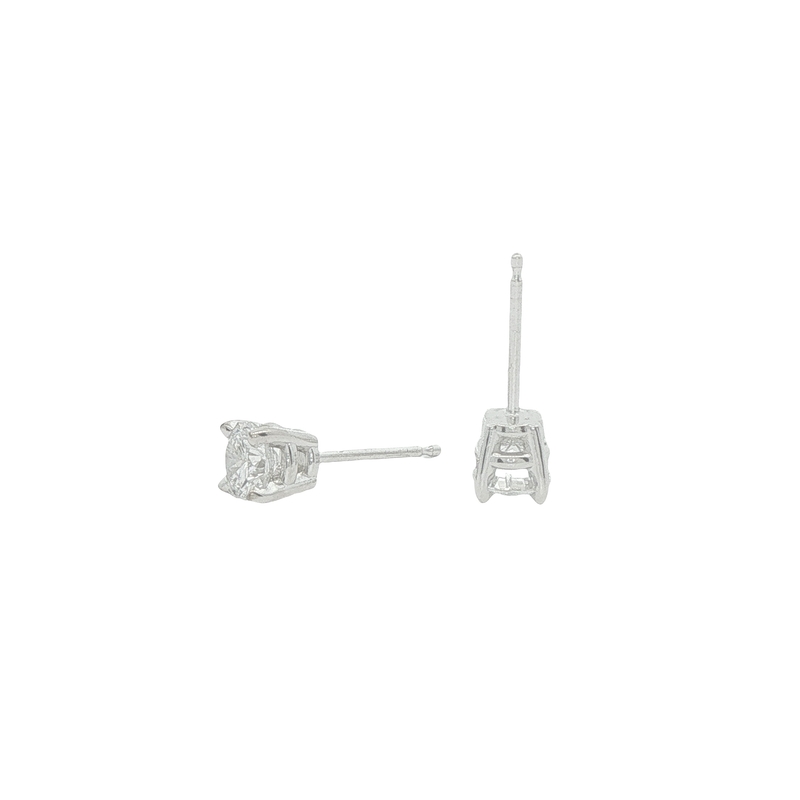 Lady's White 14 Karat Stud Earrings 2 = 0.75twt Round Brilliant I Si2 Diamonds