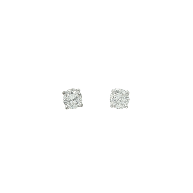 Lady's White 14 Karat Stud Earrings 2 = 0.75twt Round Brilliant I Si2 Diamonds
