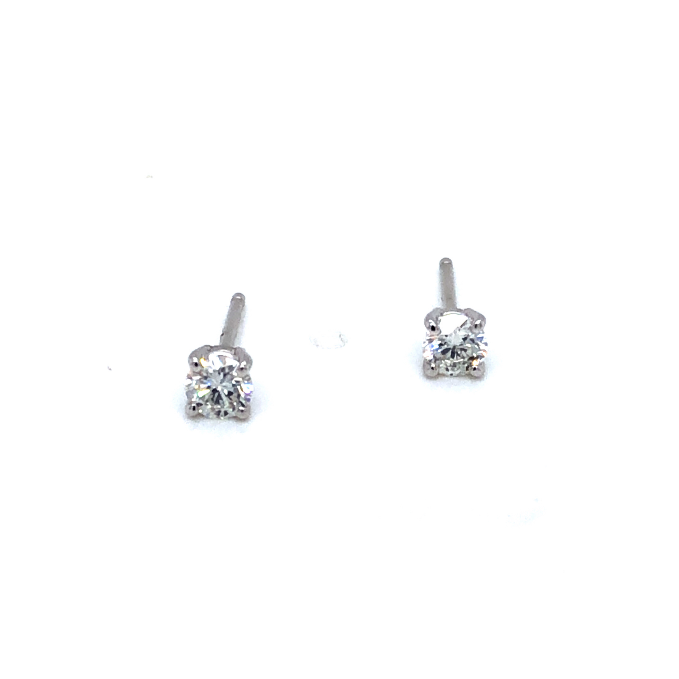 Lady's White 14 Karat Stud Earrings Weight 0.4 2 = 0.28twt Round Brilliant G Si Diamonds